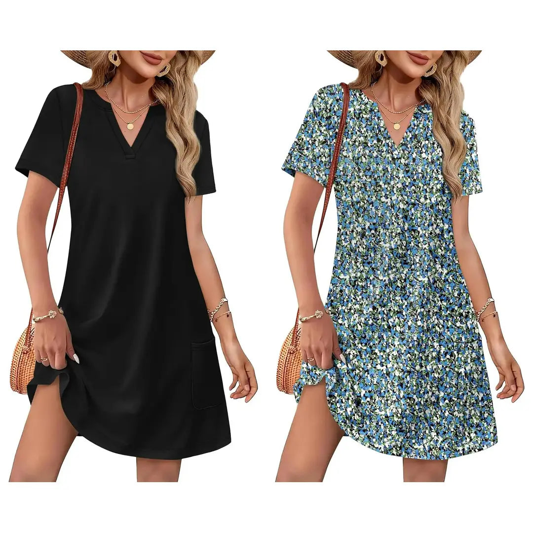 Summer Dress Dresses for Women 2026 Casual Summer V Neck Wedding Guest Dress Short Sleeve Fashion Beach Vacation Clothes