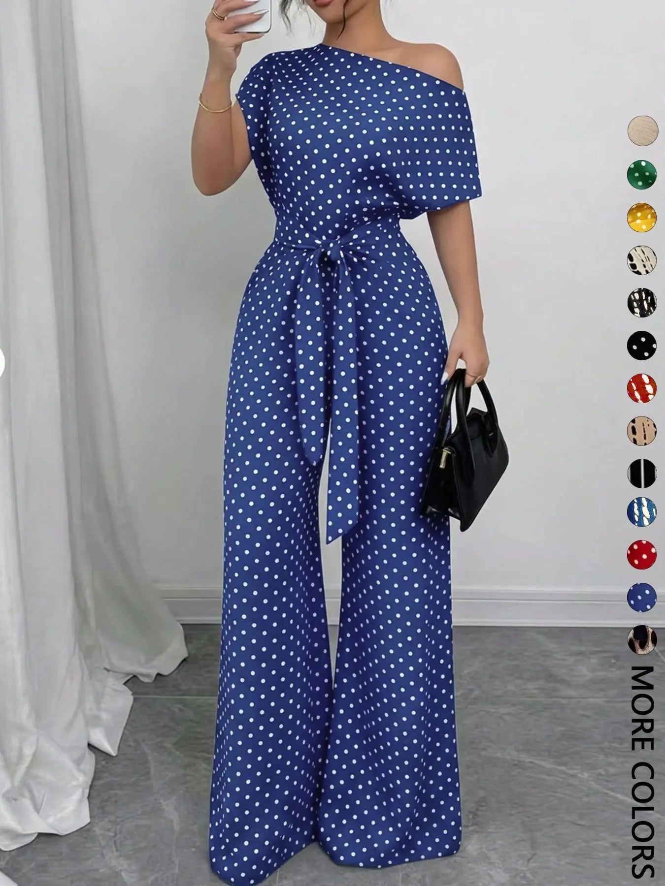 Women's All Over Print Leopard Tie Front Loose Jumpsuit, Casual Asymmetrical Neck Jumpsuit for Spring & Fall, Women's Clothes for Daily Wear