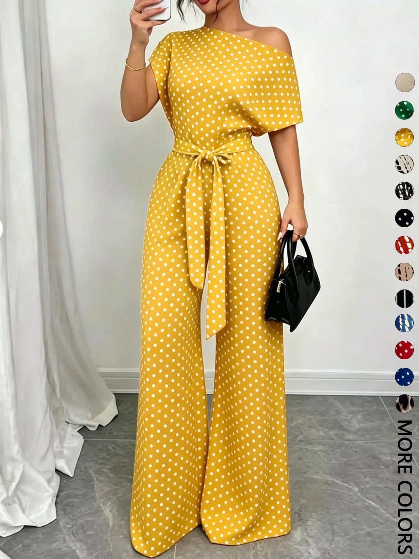 Women's All Over Print Leopard Tie Front Loose Jumpsuit, Casual Asymmetrical Neck Jumpsuit for Spring & Fall, Women's Clothes for Daily Wear