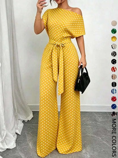 Women's All Over Print Leopard Tie Front Loose Jumpsuit, Casual Asymmetrical Neck Jumpsuit for Spring & Fall, Women's Clothes for Daily Wear