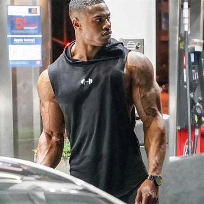 Men’s Quick-Dry Cooling Hooded Sleeveless Tops
